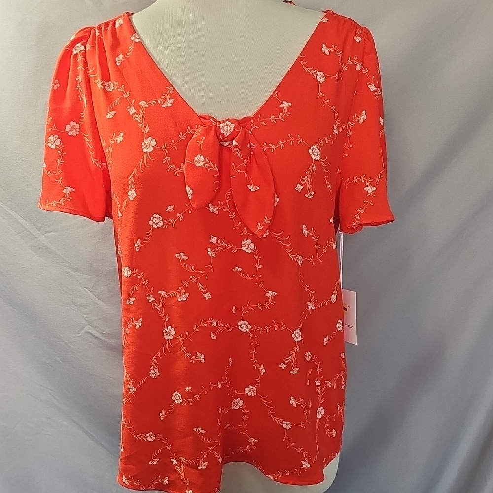 LC Lauren Conrad Red Floral Blouse